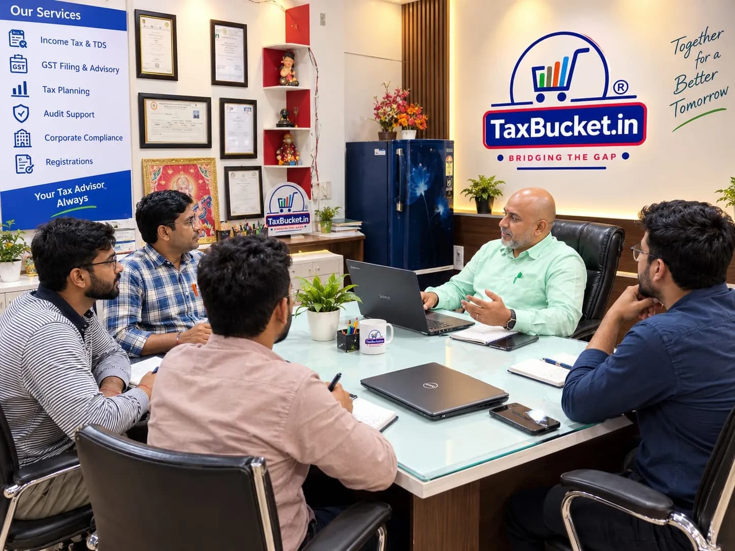 TaxBucket founder in a planning meeting with the team